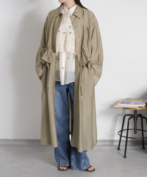 cepo（セポ）の「4WAY シアーシャツコートワンピース 〈セットアップ対応・羽織り・着回し抜群〉（シャツ/ブラウス・レディース・オリーブ/ベージュ・M）」の10枚目の写真