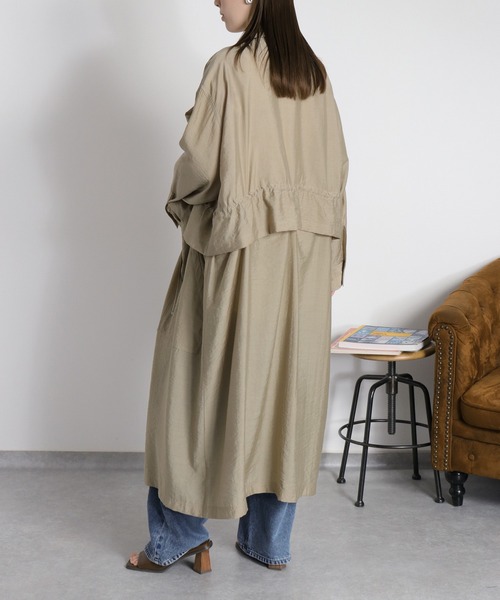 cepo（セポ）の「4WAY シアーシャツコートワンピース 〈セットアップ対応・羽織り・着回し抜群〉（シャツ/ブラウス・レディース・オリーブ/ベージュ・M）」の8枚目の写真