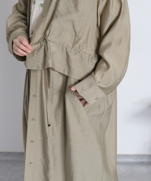 cepo（セポ）の「4WAY シアーシャツコートワンピース 〈セットアップ対応・羽織り・着回し抜群〉（シャツ/ブラウス・レディース・オリーブ/ベージュ・M）」の14枚目の写真