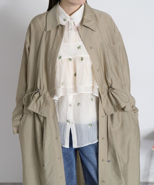cepo（セポ）の「4WAY シアーシャツコートワンピース 〈セットアップ対応・羽織り・着回し抜群〉（シャツ/ブラウス・レディース・オリーブ/ベージュ・M）」の12枚目の写真