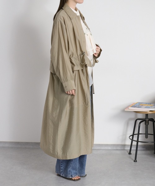cepo（セポ）の「4WAY シアーシャツコートワンピース 〈セットアップ対応・羽織り・着回し抜群〉（シャツ/ブラウス・レディース・オリーブ/ベージュ・M）」の9枚目の写真
