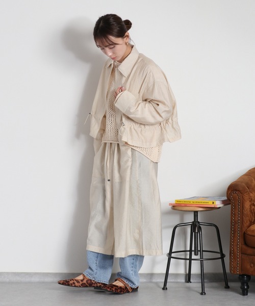cepo（セポ）の「4WAY シアーシャツコートワンピース 〈セットアップ対応・羽織り・着回し抜群〉（シャツ/ブラウス・レディース・オリーブ/ベージュ・M）」の22枚目の写真