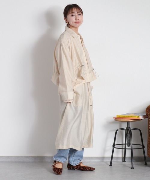 cepo（セポ）の「4WAY シアーシャツコートワンピース 〈セットアップ対応・羽織り・着回し抜群〉（シャツ/ブラウス・レディース・オリーブ/ベージュ・M）」の19枚目の写真