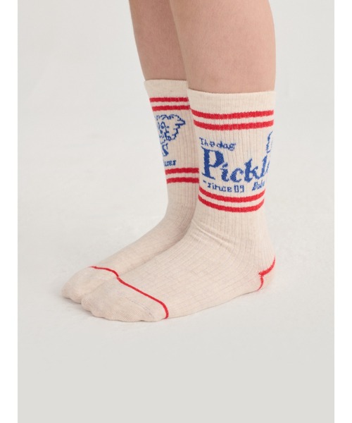 BOBO CHOSES(ボボショーズ)の「Pickles The Dog long socks(ソックス/靴下・キッズ・オフホワイト・23-25/26-28/29-31)」の1枚目の写真