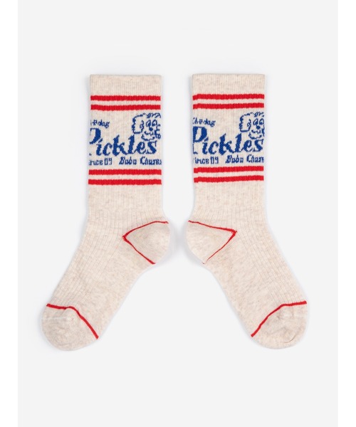 BOBO CHOSES(ボボショーズ)の「Pickles The Dog long socks(ソックス/靴下・キッズ・オフホワイト・23-25/26-28/29-31)」の2枚目の写真