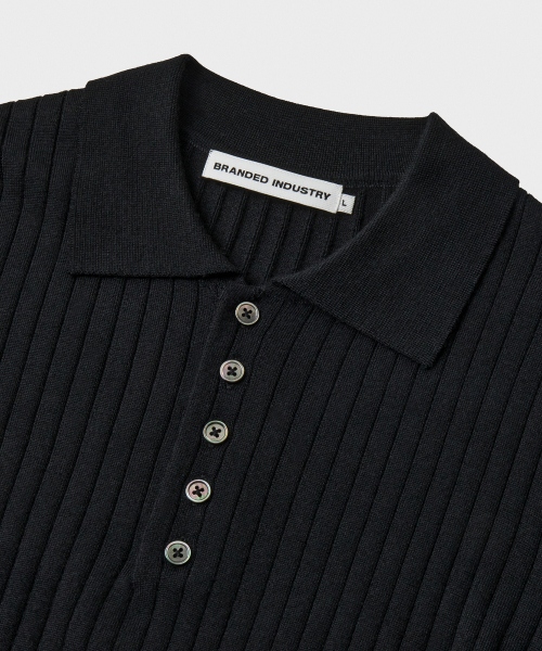 BRANDED（ブランデッド）の「GRACE MERINO WOOL POLO KNIT [BLACK]（ニット/セーター・メンズ・その他・MEDIUM/LARGE/X-LARGE）」の3枚目の写真