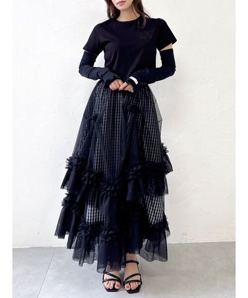 dazzlin(ダズリン)の「【UV】デザインネイムフリルアームカバー(アームカバー・レディース・オフホワイト/ブラック・FREE)」の6枚目の写真