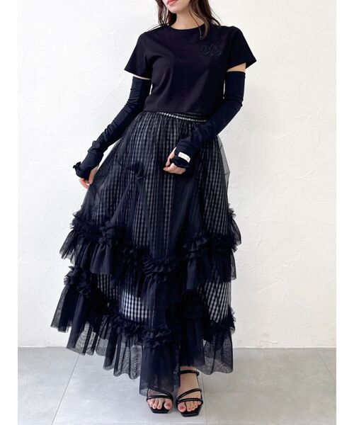 dazzlin(ダズリン)の「【UV】デザインネイムフリルアームカバー(アームカバー・レディース・オフホワイト/ブラック・FREE)」の7枚目の写真