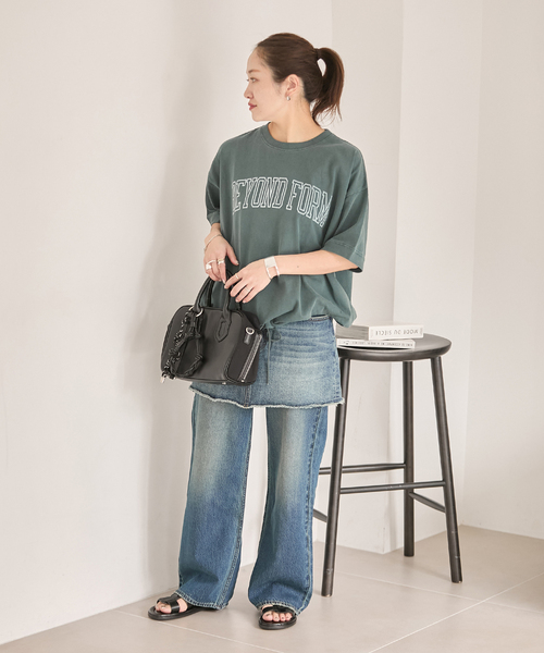 JOURNAL STANDARD(ジャーナルスタンダード)の「ピグメントテンジクドロストTEE(Tシャツ/カットソー・レディース・ブラック/ストーン/グリーン・FREE)」の6枚目の写真