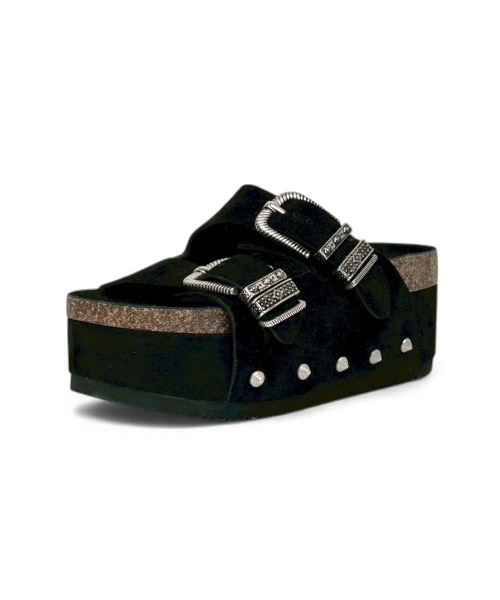 ASH（アッシュ）の「アッシュ WEB限定【MYSTIC】厚底サンダル ダブルベルト スライドサンダル スタッズ アンティーク 7.5cmヒール（サンダル・レディース・ブラック・36/37/38）」の8枚目の写真