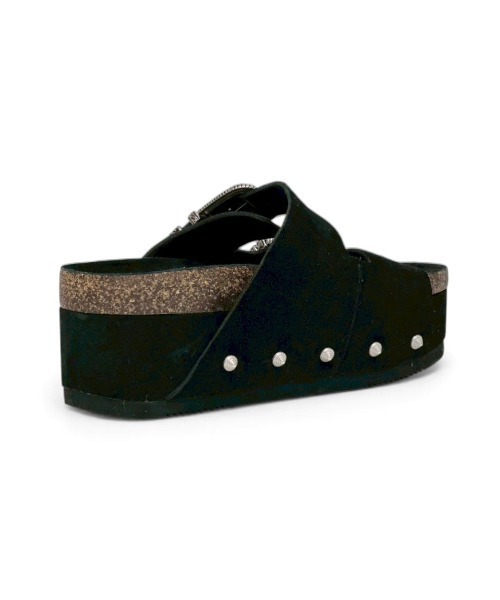 ASH（アッシュ）の「アッシュ WEB限定【MYSTIC】厚底サンダル ダブルベルト スライドサンダル スタッズ アンティーク 7.5cmヒール（サンダル・レディース・ブラック・36/37/38）」の9枚目の写真