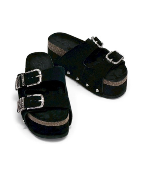ASH（アッシュ）の「アッシュ WEB限定【MYSTIC】厚底サンダル ダブルベルト スライドサンダル スタッズ アンティーク 7.5cmヒール（サンダル・レディース・ブラック・36/37/38）」の11枚目の写真
