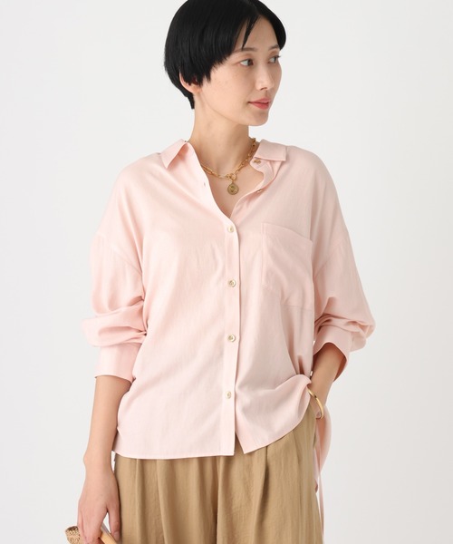 Elura(エルーラ)の「シャリサラドロストシャツ≪セットアップ対応≫/661824(シャツ/ブラウス・レディース・ダークブラウン/ベージュ/ネイビー/ライトピンク・FREE)」の4枚目の写真