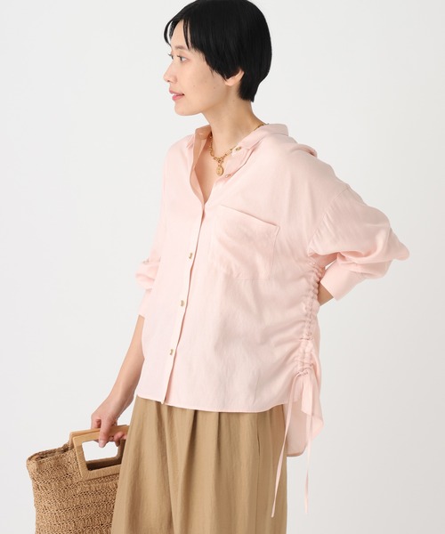 Elura(エルーラ)の「シャリサラドロストシャツ≪セットアップ対応≫/661824(シャツ/ブラウス・レディース・ダークブラウン/ベージュ/ネイビー/ライトピンク・FREE)」の10枚目の写真