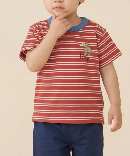 petit main(プティマイン)の「【プティプラ】BOYS半袖Tシャツ(Tシャツ/カットソー・キッズ・オフホワイト/レッド/ホワイト系その他/カラフル/キナリ/クリーム/ターコイズブルー/ライトブルー/黄緑系/パープル・110cm/130cm/80cm/90cm/100cm/120cm)」の9枚目の写真