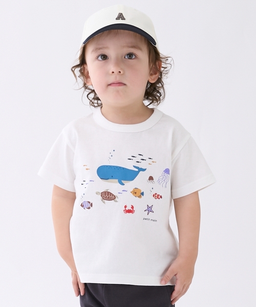 petit main(プティマイン)の「【プティプラ】BOYS半袖Tシャツ(Tシャツ/カットソー・キッズ・オフホワイト/レッド/ホワイト系その他/カラフル/キナリ/クリーム/ターコイズブルー/ライトブルー/黄緑系/パープル・110cm/130cm/80cm/90cm/100cm/120cm)」の2枚目の写真