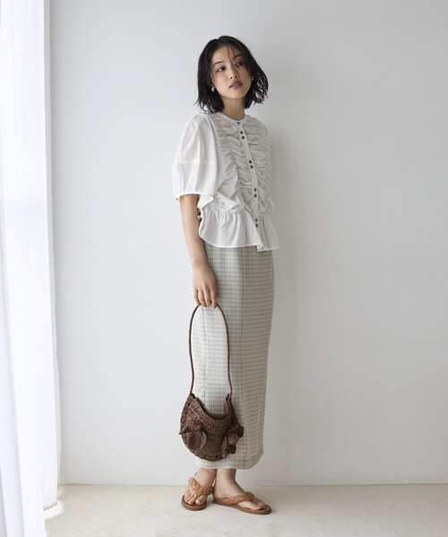 Firsthand(ファーストハンド)の「Firsthand/ファーストハンド シアー シャーリング ボリュームスリーブ ブラウス / 5分袖(シャツ/ブラウス・レディース・ホワイト/サックスブルー/ブラック・FREE)」の20枚目の写真