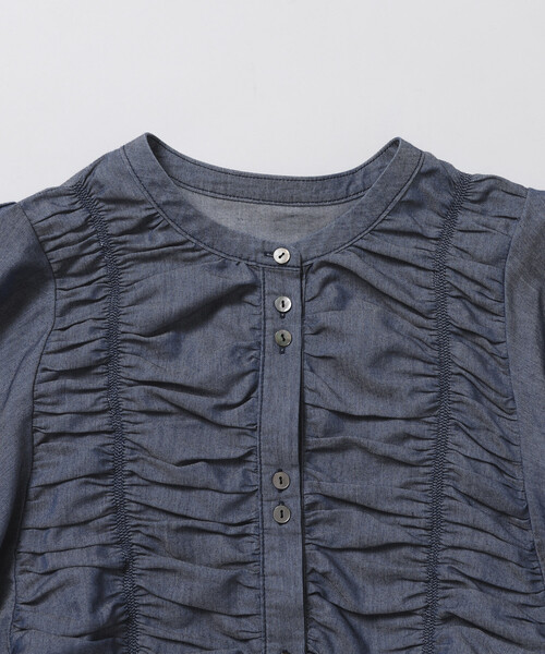 Firsthand(ファーストハンド)の「Firsthand/ファーストハンド シアー シャーリング ボリュームスリーブ ブラウス / 5分袖(シャツ/ブラウス・レディース・ホワイト/サックスブルー/ブラック・FREE)」の7枚目の写真