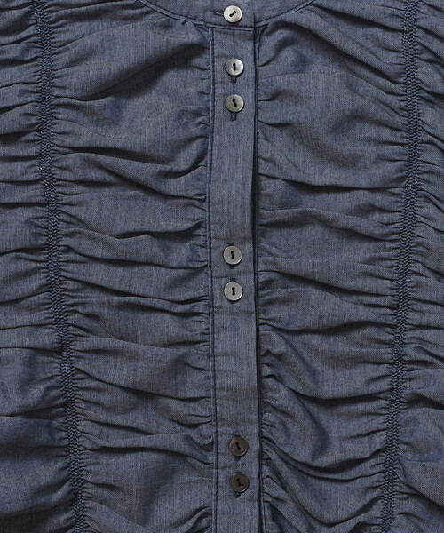 Firsthand(ファーストハンド)の「Firsthand/ファーストハンド シアー シャーリング ボリュームスリーブ ブラウス / 5分袖(シャツ/ブラウス・レディース・ホワイト/サックスブルー/ブラック・FREE)」の10枚目の写真