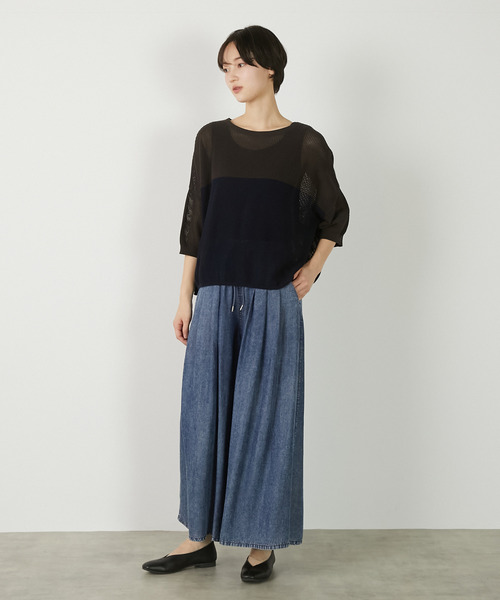 MELROSE claire(メルローズ クレール)の「【パウダーデニムタックワイドパンツ】(その他パンツ・レディース・インディゴブルー/グレー/サックスブルー・3/2)」の15枚目の写真