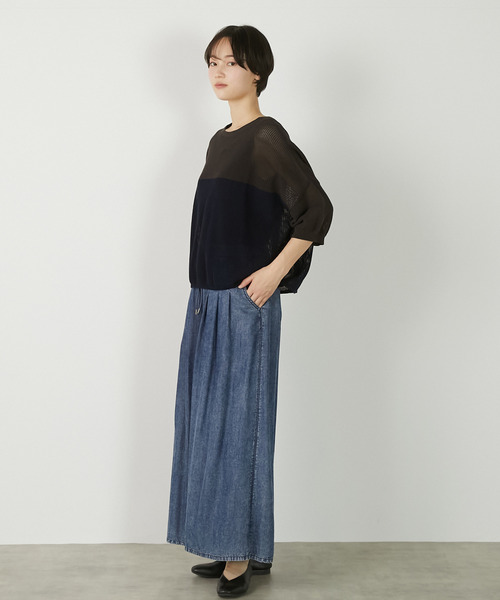 MELROSE claire(メルローズ クレール)の「【パウダーデニムタックワイドパンツ】(その他パンツ・レディース・インディゴブルー/グレー/サックスブルー・3/2)」の16枚目の写真