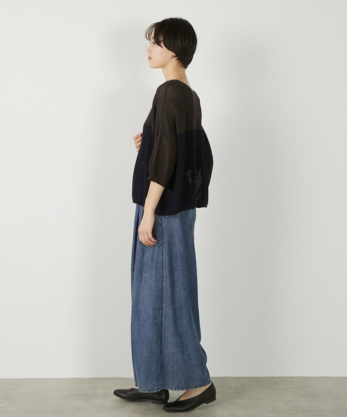MELROSE claire(メルローズ クレール)の「【パウダーデニムタックワイドパンツ】(その他パンツ・レディース・インディゴブルー/グレー/サックスブルー・3/2)」の17枚目の写真