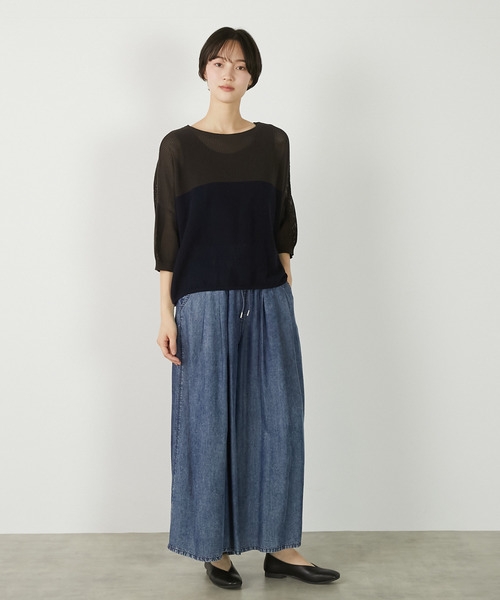 MELROSE claire(メルローズ クレール)の「【パウダーデニムタックワイドパンツ】(その他パンツ・レディース・インディゴブルー/グレー/サックスブルー・3/2)」の22枚目の写真
