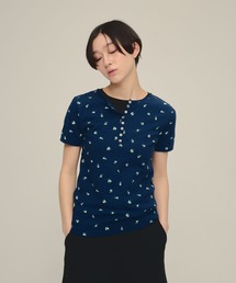 eL（エル）の「【eL】Flower Henley Neck Pullover SS /708163（Tシャツ/カットソー）」