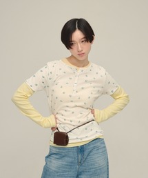 eL（エル）の「【eL】Flower Henley Neck Pullover SS /708163（Tシャツ/カットソー）」