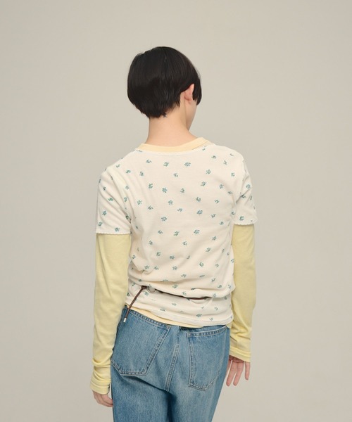 eL(エル)の「【eL】Flower Henley Neck Pullover SS /708163(Tシャツ/カットソー・レディース・ネイビー系1/ホワイト系その他・FREE)」の7枚目の写真