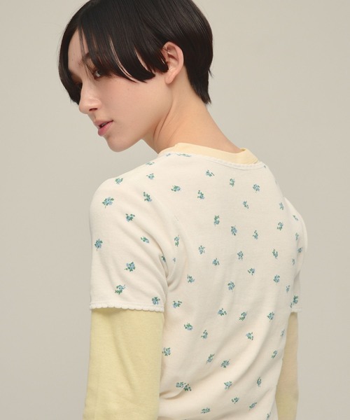 eL(エル)の「【eL】Flower Henley Neck Pullover SS /708163(Tシャツ/カットソー・レディース・ネイビー系1/ホワイト系その他・FREE)」の9枚目の写真