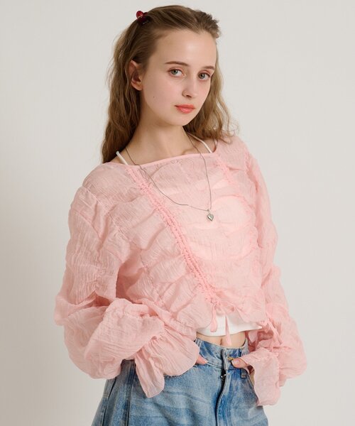 w closet（ダブルクローゼット）の「シアードロストプルオーバー（シャツ/ブラウス・レディース・ピンク/ブルー/アイボリー/ブラック/イエロー・FREE）」の5枚目の写真