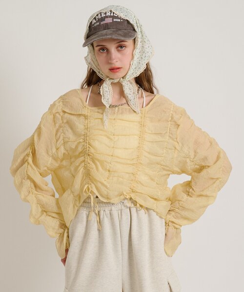 w closet（ダブルクローゼット）の「シアードロストプルオーバー（シャツ/ブラウス・レディース・ピンク/ブルー/アイボリー/ブラック/イエロー・FREE）」の4枚目の写真