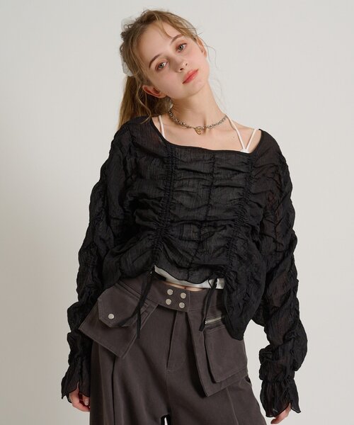 w closet（ダブルクローゼット）の「シアードロストプルオーバー（シャツ/ブラウス・レディース・ピンク/ブルー/アイボリー/ブラック/イエロー・FREE）」の2枚目の写真