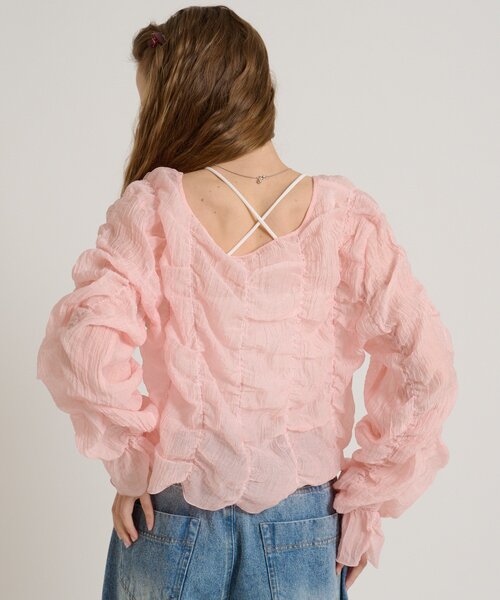 w closet（ダブルクローゼット）の「シアードロストプルオーバー（シャツ/ブラウス・レディース・ピンク/ブルー/アイボリー/ブラック/イエロー・FREE）」の6枚目の写真