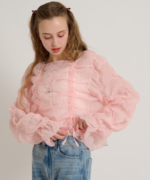 w closet（ダブルクローゼット）の「シアードロストプルオーバー（シャツ/ブラウス・レディース・ピンク/ブルー/アイボリー/ブラック/イエロー・FREE）」の8枚目の写真