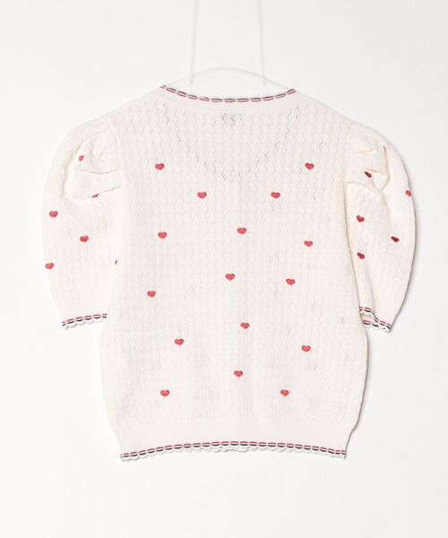 DOUBLE STANDARD CLOTHING(ダブルスタンダードクロージング)の「ハート刺繍パフスリーブサマーニット(ニット/セーター・レディース・ネイビー/オフホワイト・36/38)」の12枚目の写真