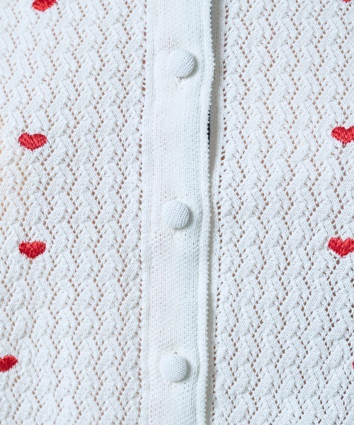 DOUBLE STANDARD CLOTHING(ダブルスタンダードクロージング)の「ハート刺繍パフスリーブサマーニット(ニット/セーター・レディース・ネイビー/オフホワイト・36/38)」の5枚目の写真