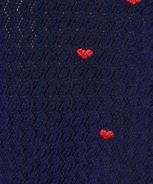 DOUBLE STANDARD CLOTHING(ダブルスタンダードクロージング)の「ハート刺繍パフスリーブサマーニット(ニット/セーター・レディース・ネイビー/オフホワイト・36/38)」の3枚目の写真