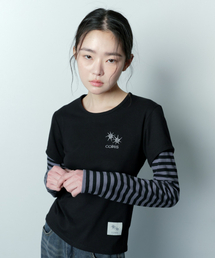 セリングセットアップレイヤードストライプロングスリーブTシャツ