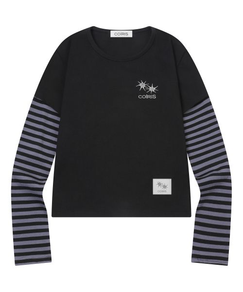 COIRIS_(コイリス)の「セリングセットアップレイヤードストライプロングスリーブTシャツ(Tシャツ/カットソー・レディース・ブラック・FREE)」の8枚目の写真