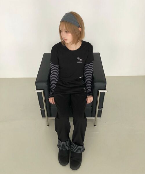 COIRIS_(コイリス)の「セリングセットアップレイヤードストライプロングスリーブTシャツ(Tシャツ/カットソー・レディース・ブラック・FREE)」の7枚目の写真