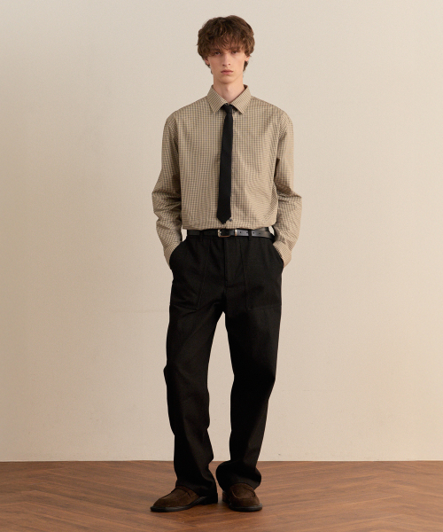 MINDBRIDGE（マインドブリッジ）の「[COUTURE]ミニチェックオーバーサイズシャツ（シャツ/ブラウス・メンズ・ダークベージュ・95/100/105/110）」の2枚目の写真