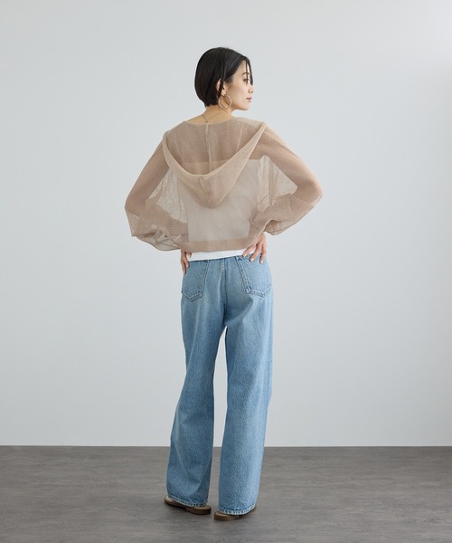 SALON adam et rope'(サロン アダム エ ロペ)の「コットンリネンメッシュフードボレロ(カーディガン/ボレロ・レディース・ブラック/オフホワイト/ベージュ・FREE)」の21枚目の写真