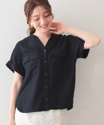 【接触冷感】ダブルポケットスキッパーブラウス《吸水速乾/防シワ/洗濯機OK/S~3L/7col》