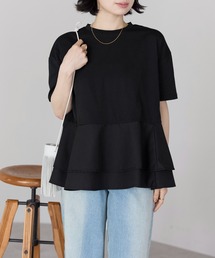 【接触冷感・UVカット・吸水速乾機能付き】ペプラムフレアTシャツ