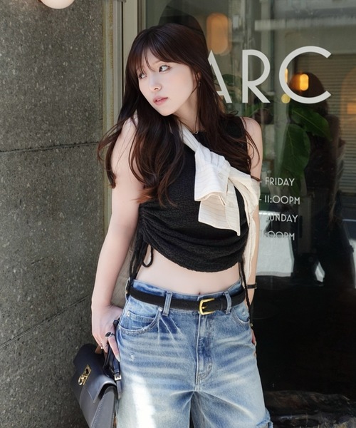 SENEE(セニー)の「shirring soft knit tops(シャーリングソフトニットトップス)(ニット/セーター・レディース・アイボリー/サンドベージュ/ブラック・FREE)」の11枚目の写真