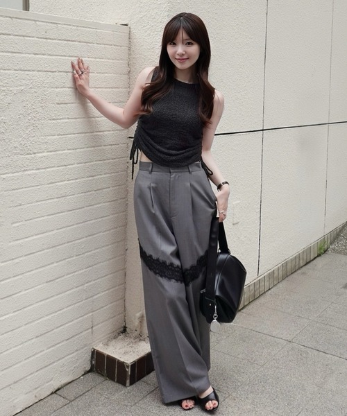 SENEE(セニー)の「shirring soft knit tops(シャーリングソフトニットトップス)(ニット/セーター・レディース・アイボリー/サンドベージュ/ブラック・FREE)」の10枚目の写真