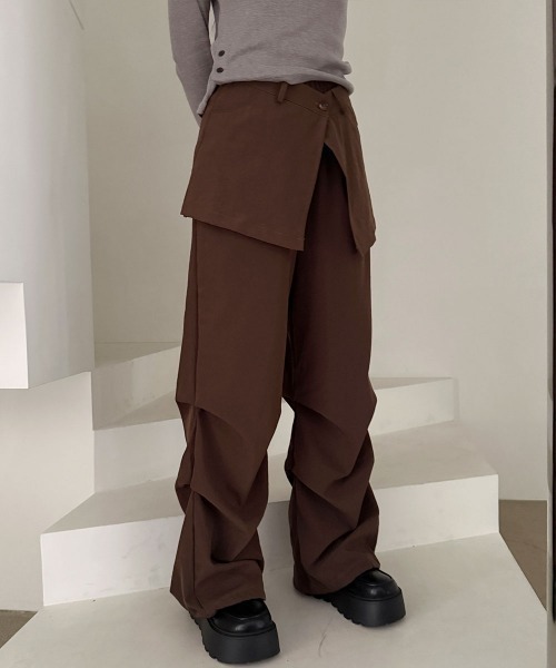 4INT.(フォイント)の「【2ピース】ラップ レイヤード スカート ブーツカット パンツ(その他パンツ・レディース・ブラック/ブラウン/チャコール・FREE)」の20枚目の写真