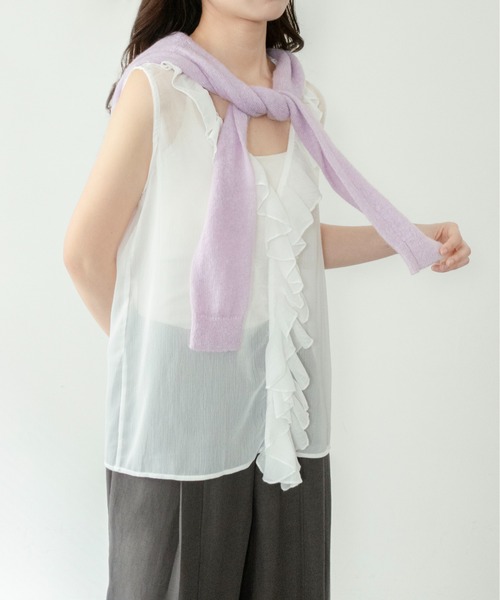 on:nue（オンニュ）の「【on:nue】[着用動画あり！] エアリーシフォンラッフルフリルブラウス（シャツ/ブラウス・レディース・ベージュ/ホワイト/ピンクベージュ・FREE）」の10枚目の写真